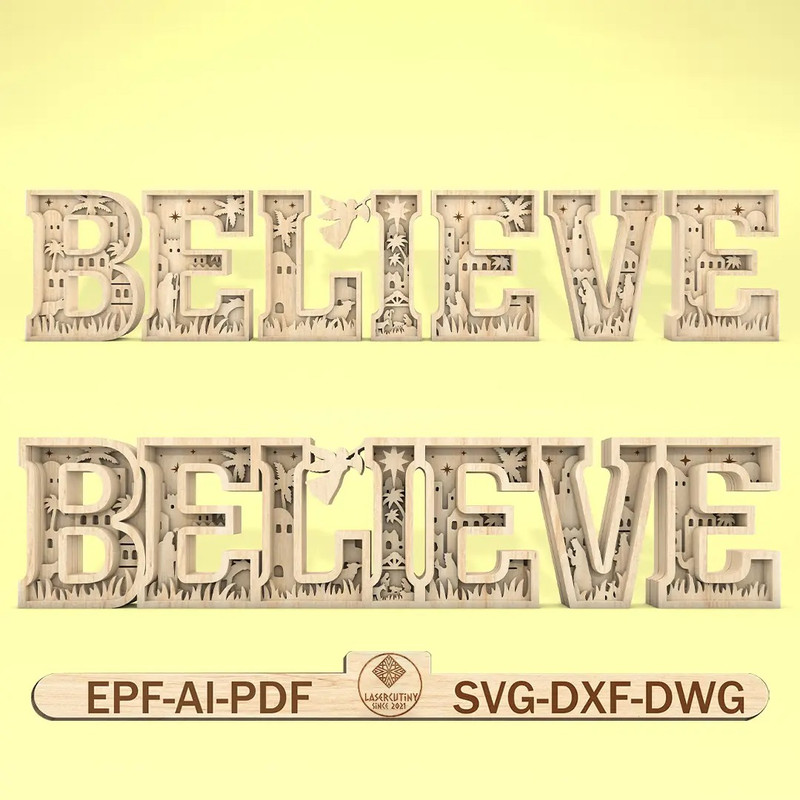 Multilayer Believe Scene Art Svg Nativity Scene Svg Christmas Scene Svg Birth Of Jesus Svg 6 Layer 0