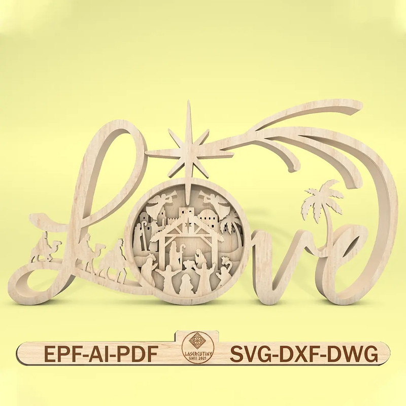 Multilayer Love Nativity Scene Art Svg Nativity Scene Svg Christmas Scene Svg Birth Of Jesus Svg 6 0