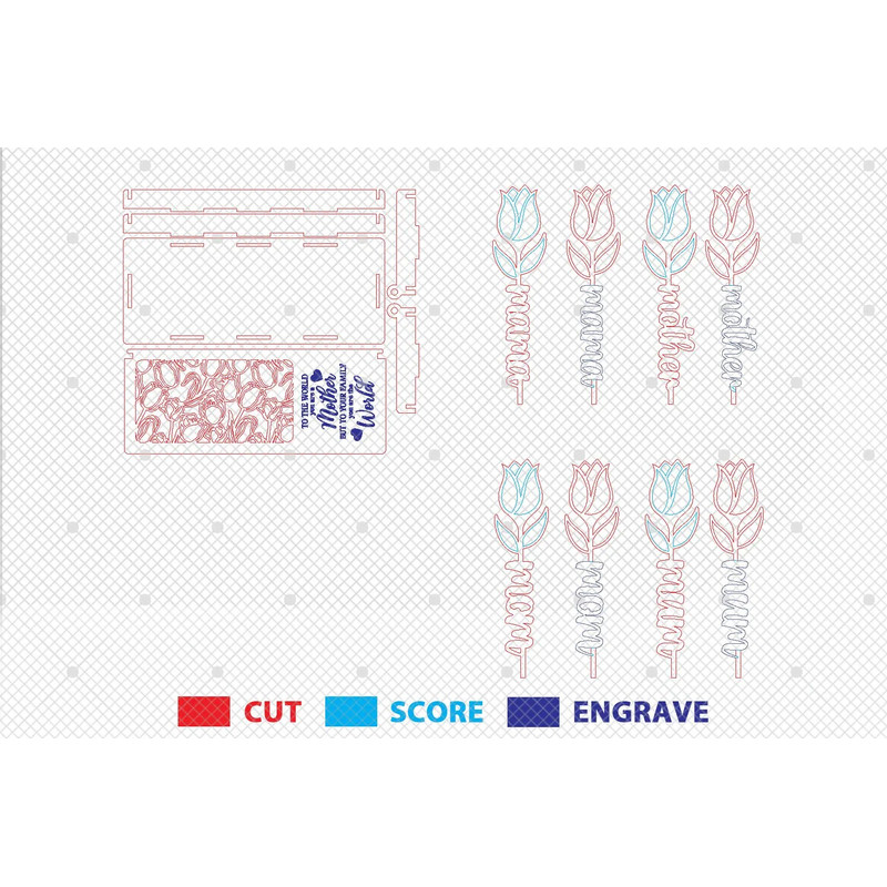 Mothers Day Box Gift With Tulip SVG Wooden Tulip Svg Gift For Mom Mothers Day Svg Mothers Day Gifts 1