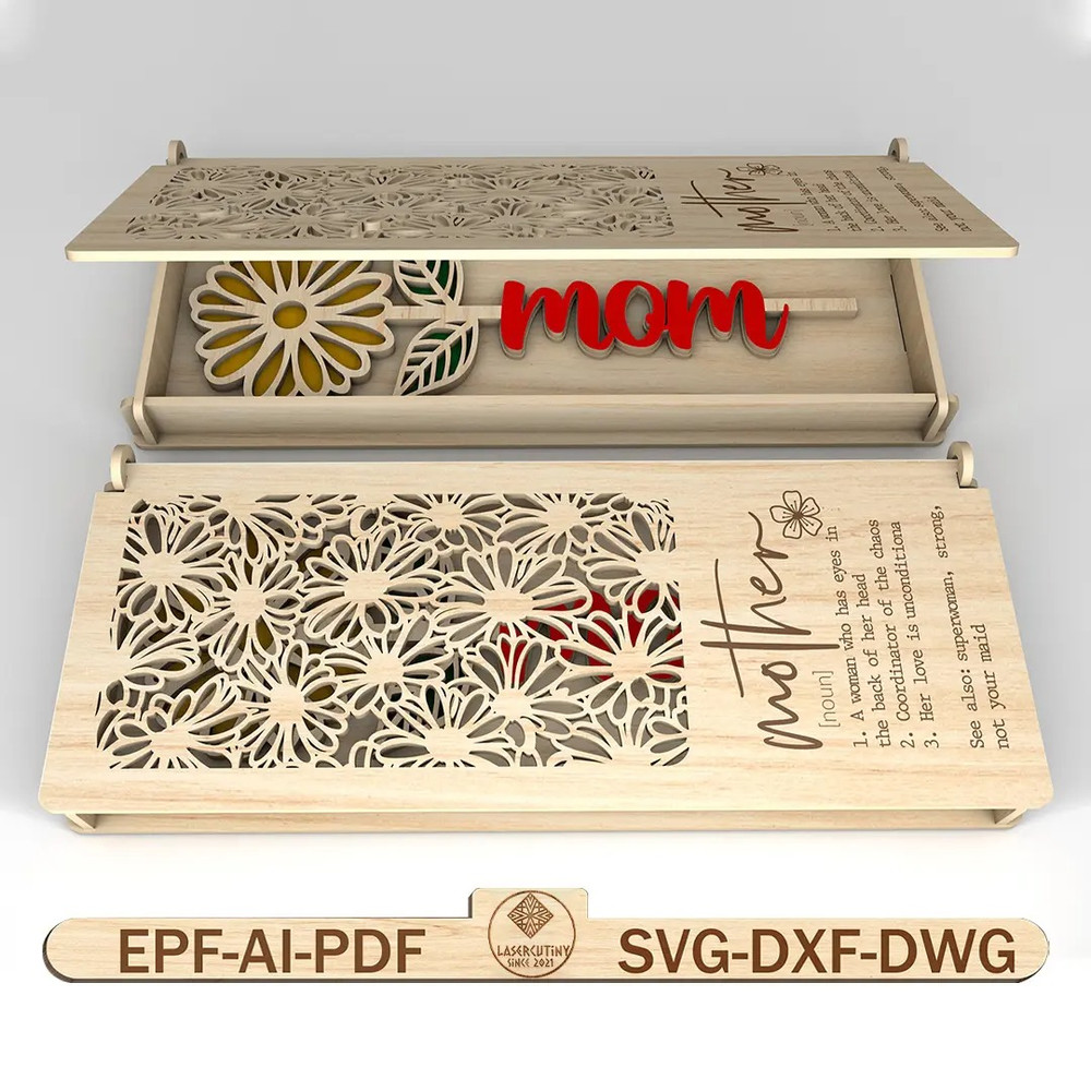 Mothers Day Box Gift With Daisy SVG Wooden Daisy Svg Gift For Mom Mothers Day Svg Mothers Day Gifts 0