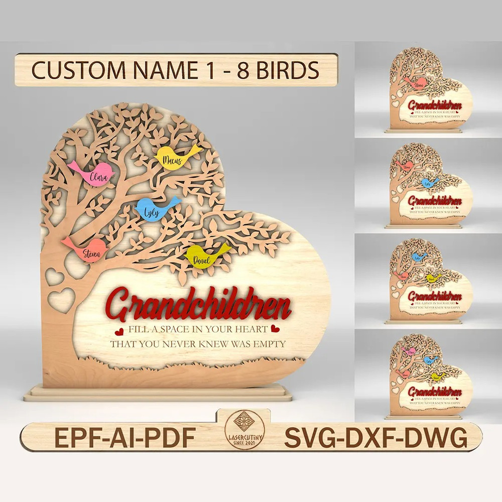 Personalized Grandma Tree Heart Stand Decor SVG Gift For GrandmaMothers Day Svg 0