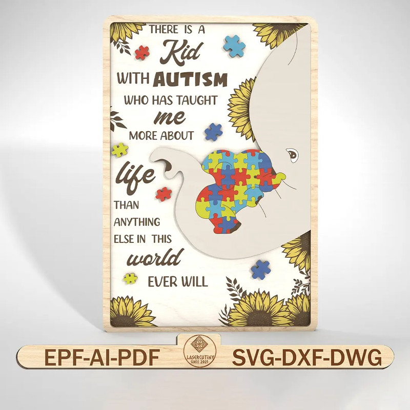Elephant Autism Sign SVG Gift For Mom Autism Mom Svg Autism Awareness Svg 0