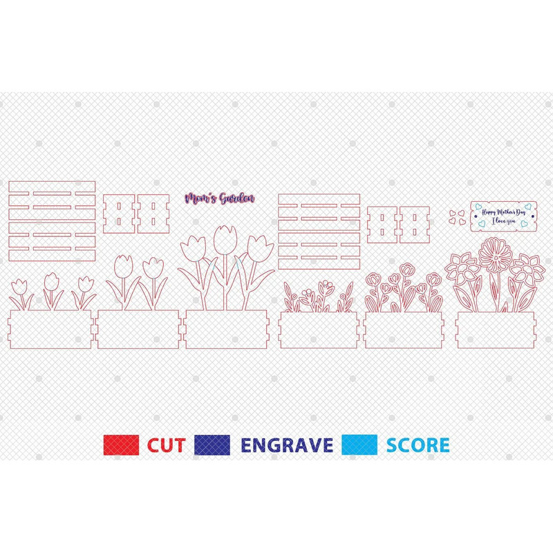 Mothers Day Flower Box Laser Cut SVG Tulip Box SvgWildflower Box SvgGift For MomMothers Day Gift Sv 1