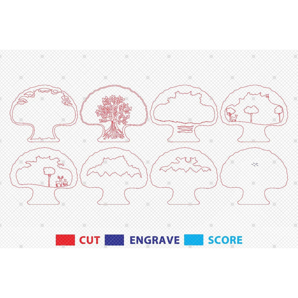 3D Multilayer Tree Of Life Art Svg Green Enviroment Svg Deer Scene Art Svg 8 Layer Art Piece For Gl 1