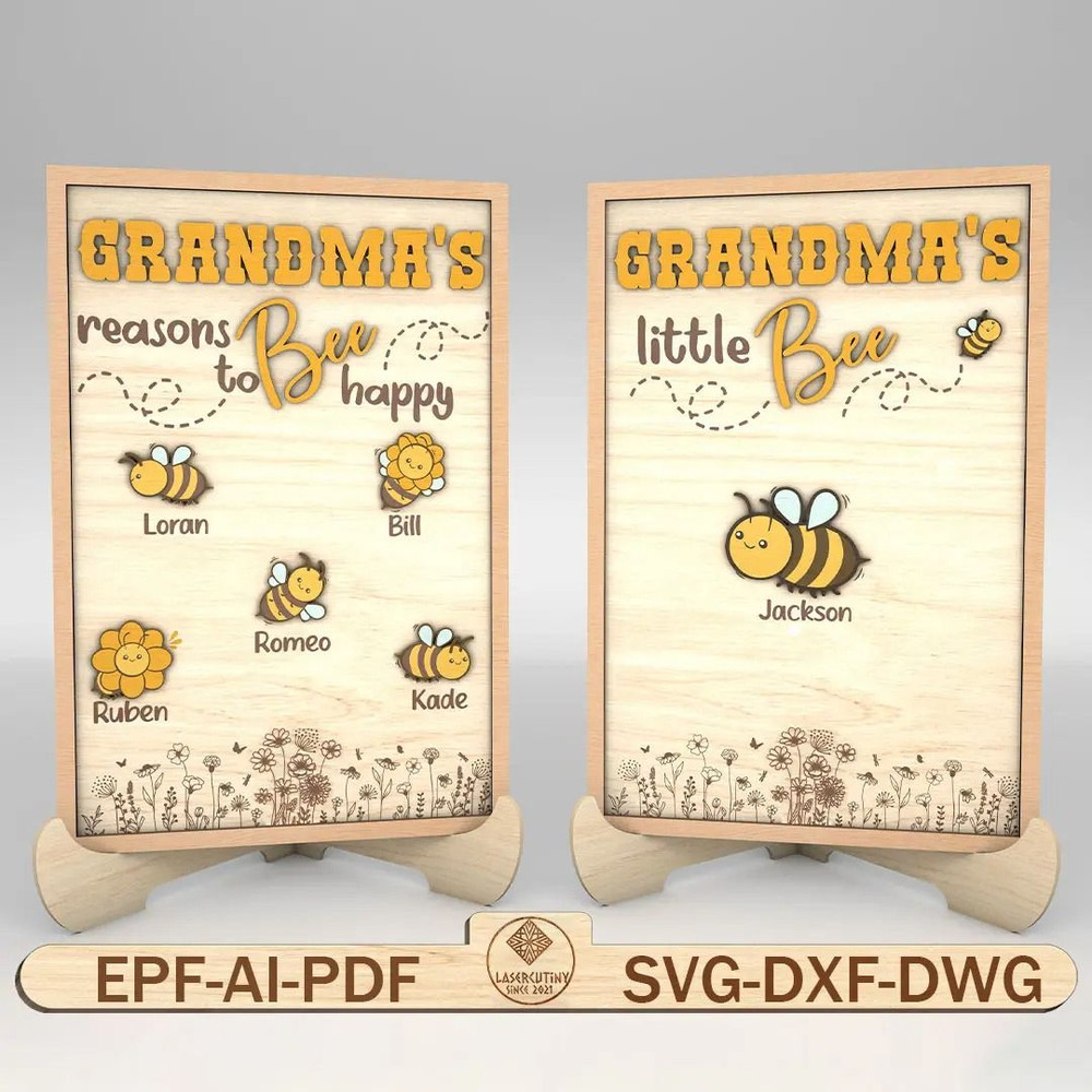 Personalized Grandma Reasons To Bee Happy Sign SVG Gift For GrandmaMothers Day Gifts Svg 0