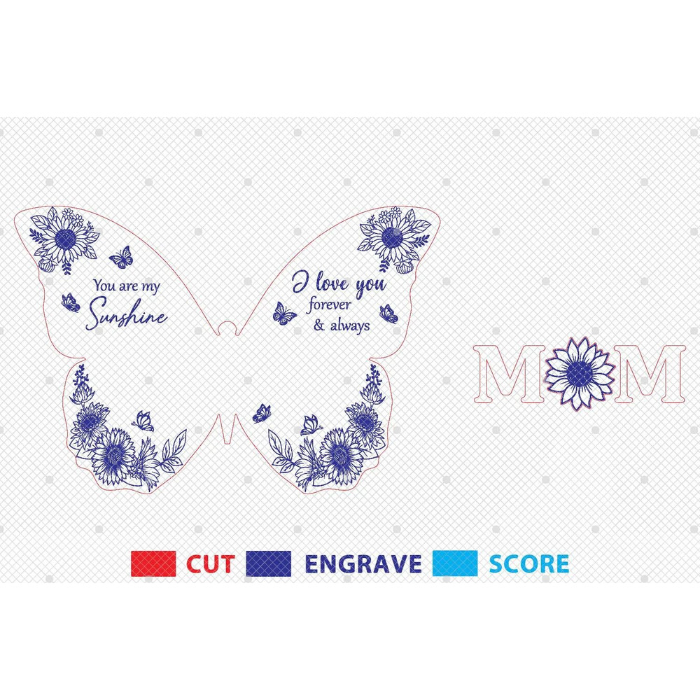 Sunflower Mom Butterfly Sign SVG Gift For Mom Mom Birthday Gifts Svg Mothers Day Gifts Svg Glowforg 1