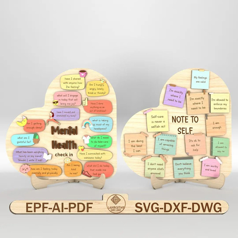 Mental Heath Check In Heart Sign SVG Note To Self Sign Svg Note Paper Svg Mental Heath Awareness Sv 0