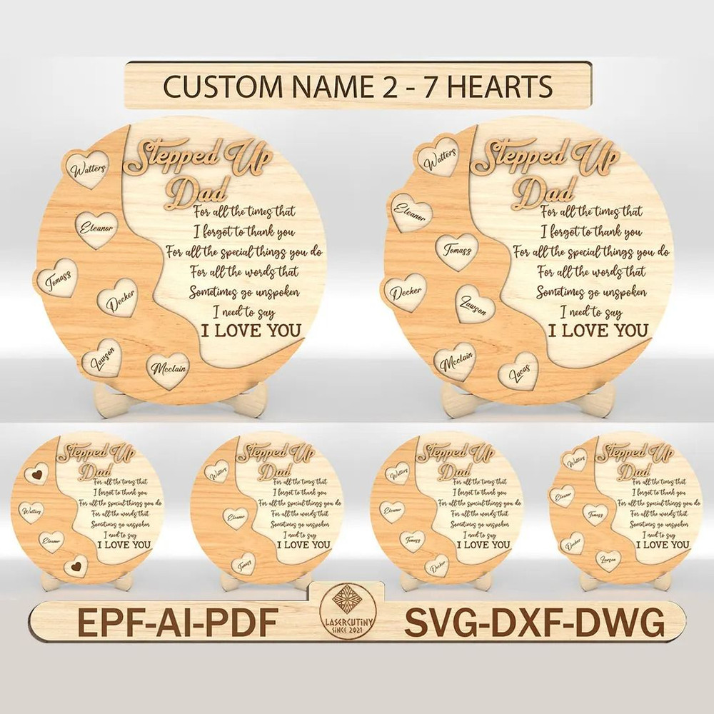 Personalized Dad Face Round Sign SVG Gift For Dad Stepped Up Dad Sign Svg Fathers Day Gifts Svg 0