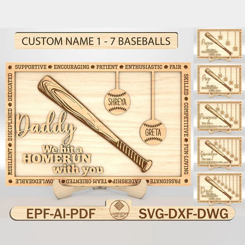 Personalized We Hit A Homerun With You Sign SVG Baseball Dad Sign Svg Bat Svg Gift For Dad Fathers  0