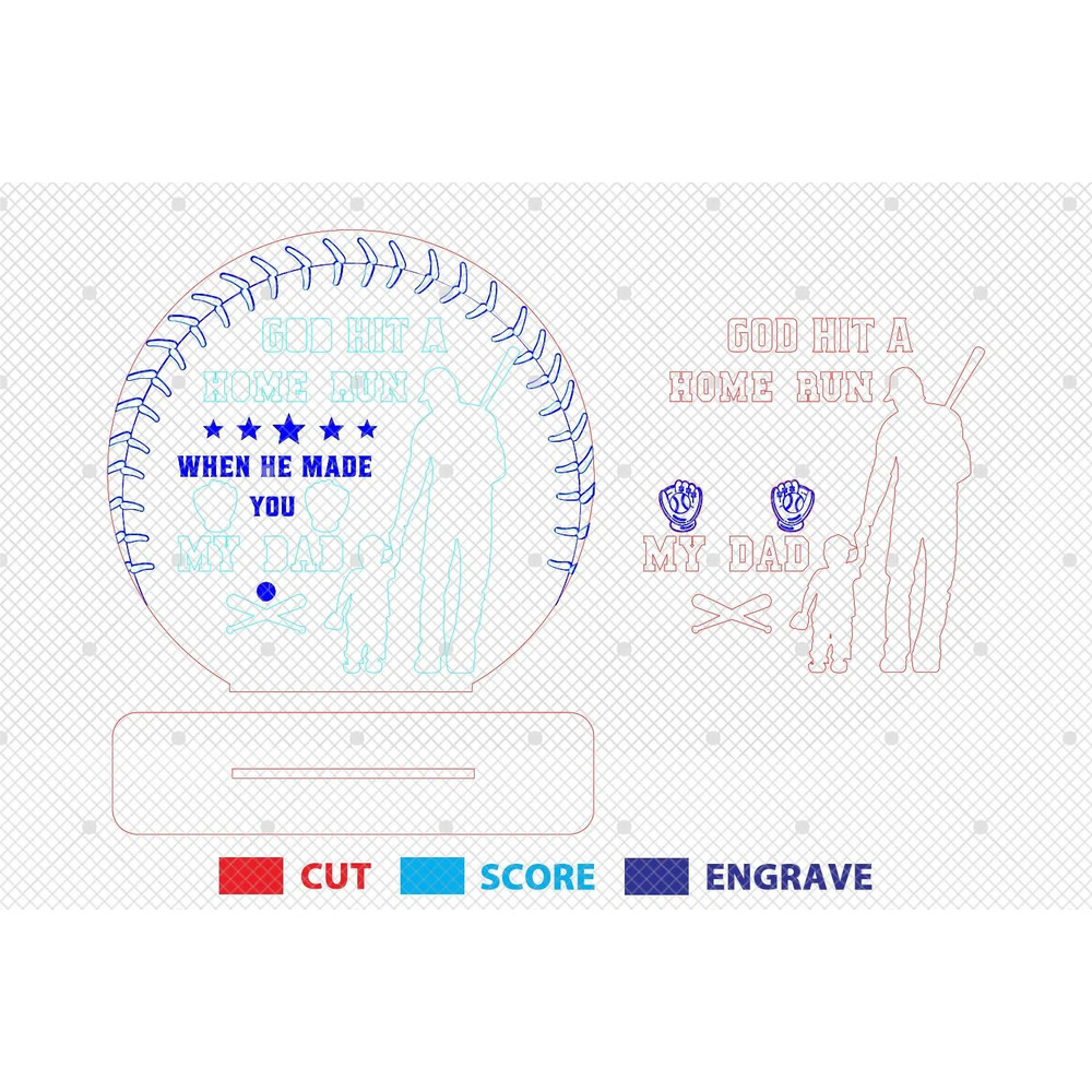 Personalized God Hit A Homerun When You Made You My Dad Sign SVG Baseball Dad Sign Svg Gift For Dad 1