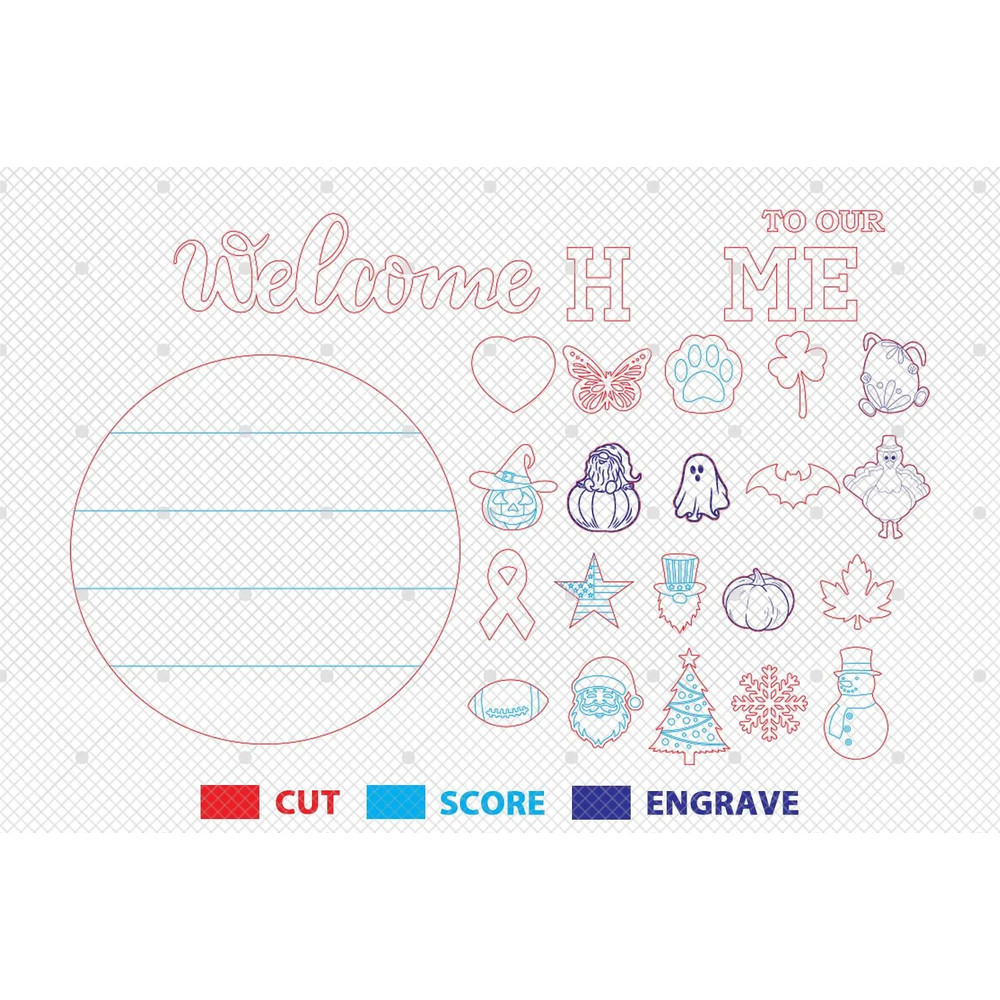Interchangeable Welcome To Our Home Door Welcome Sign SVG Seasonal Door Sign Svg Front Door Hanger 1