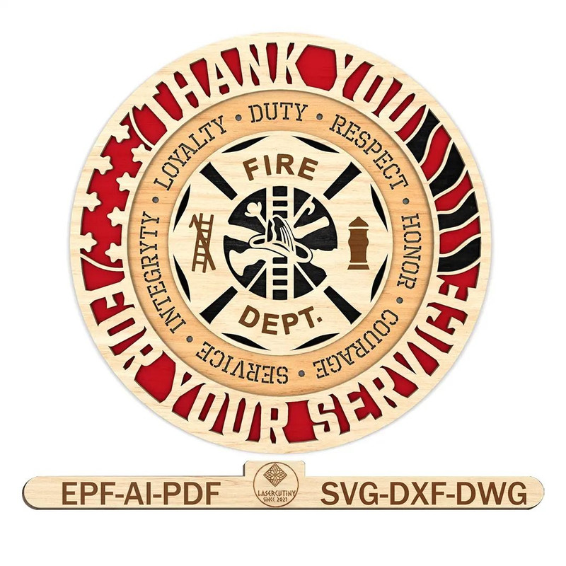 Multilayer Thank You For Your Service Svg Firefighter Svg Honor Firefighter Svg Independence Day Sv 0