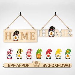 interchangeable home door welcome sign svg, seasonal gnome door sign svg, gnome door hanger svg, glowforge svg files