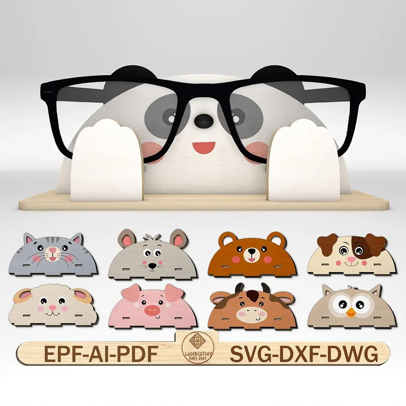 3D Cute Animal Glasses Holders SVG Glasses Holder Laser Cut Animal Wooden Eyeglass Stand Svg Glowfo 0