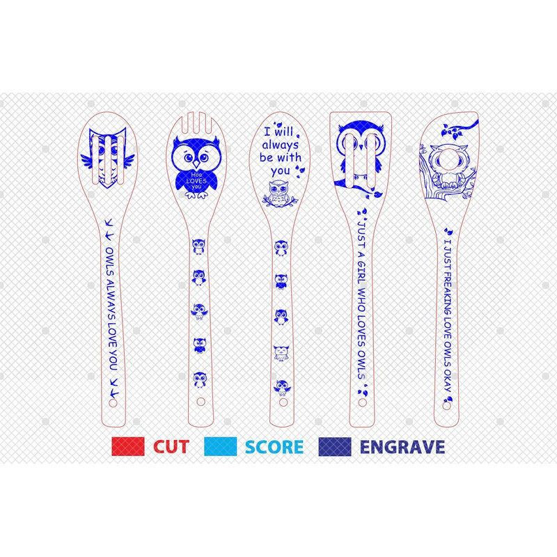 Cute Owl Wooden Spoons SvgOwl Lovers Svg Owl Kitchen Gift Svg Spoon Engraving Quotes SVGGift For Mo 1