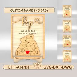 personalized fathers day puzzle sign svg,bear family puzzle svg, gift for dad,fathers day gifts svg, glowforge svg files