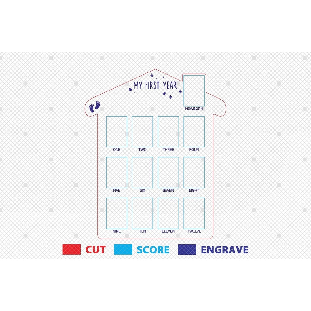 Personalized My First Year Photo Frame Svg 112 Month Baby Milestones Sign SVG First Birthday Decor 1
