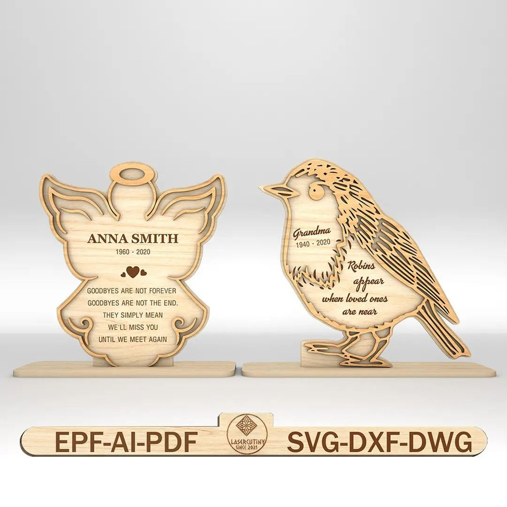 Personalized Angel Memorial Sign SVG Robin Bird Memorial Sign SvgLoss Of Loved OneMemorial Gifts Sv 0