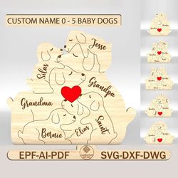 personalized dog family puzzle svg, dog puzzle pieces svg,fathers day gifts svg, mothers day svg, glowforge svg files