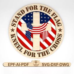 multilayer stand for the flag kneel for the cross svg, independence day svg, christian svg, usa flag svg,laser cut files