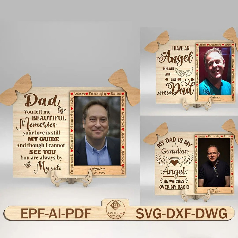 Dad Memorial Photo Frame Svg 3D Laser Cut Frame Memorial Gift Svg Gift For Dad Fathers Day Gifts Sv 0