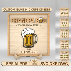 personalized dad bod sign svg, beer dad sign svg, beer mug sign svg, gift for dad, fathers day gifts svg, glowforge svg