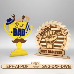 best dad ever trophy sign svg, mechanic dad saw blade sign svg, dad's workshop svg, fathers day gifts svg,glowforge svg
