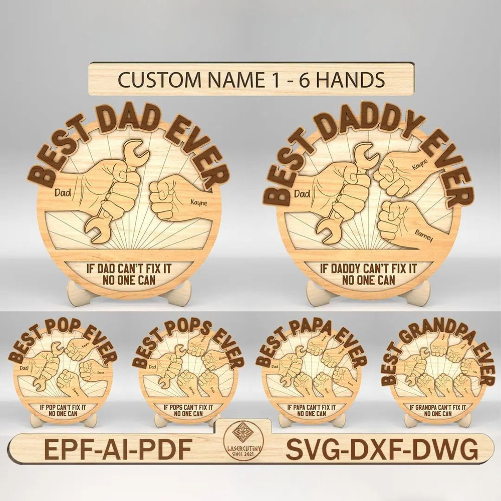 Personalized Dad And Kid Hands Mechanic Sign SVG Handy Dad Svg Best Dad Ever Svg Gift For Dad 0