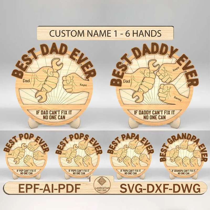 Personalized Dad And Kid Hands Mechanic Sign SVG Handy Dad Svg Best Dad Ever Svg Gift For Dad 0