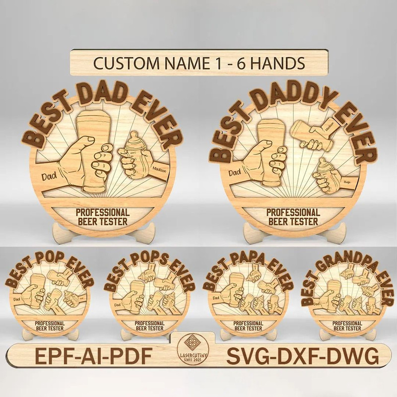 Personalized Beer Dad And Kid Hands Cheers Sign SVG Best Dad Ever Svg Gift For Dad Fathers Day Gift 0