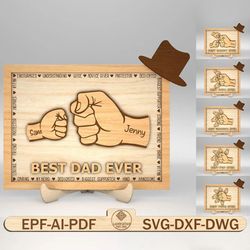 personalized dad and kid hands fist bump sign svg, best dad ever svg,set 1-6 hands,gift for dad, fathers day gifts svg