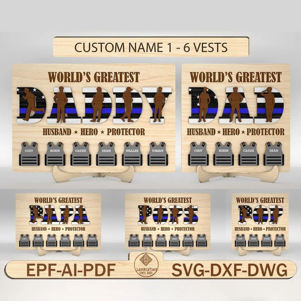 Personalized Worlds Greatest Dad Sign SVG Police Dad Sign Svg Police Officer SvgGift For Dad 0