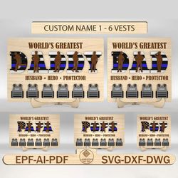 personalized world's greatest dad sign svg, police dad sign svg, police officer svg,gift for dad