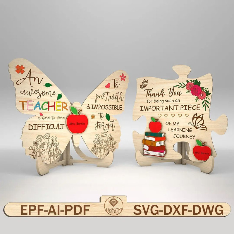 Personalized Teacher Puzzle Sign SVGGift For Teacher Teacher Butterfly Sign SvgTeacher Sign SvgGlow 0