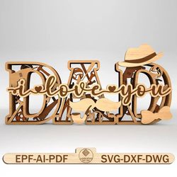 multilayer i love you dad svg, dad sign svg,handy tools svg, dad's workshop svg, fathers day gifts svg,glowforge svg