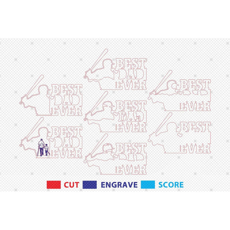 Multilayer Best Dad Ever Scene Art SVG Sport Dad Svg Baseball Dad SvgGift For DadFathers Day SvgGlo 1