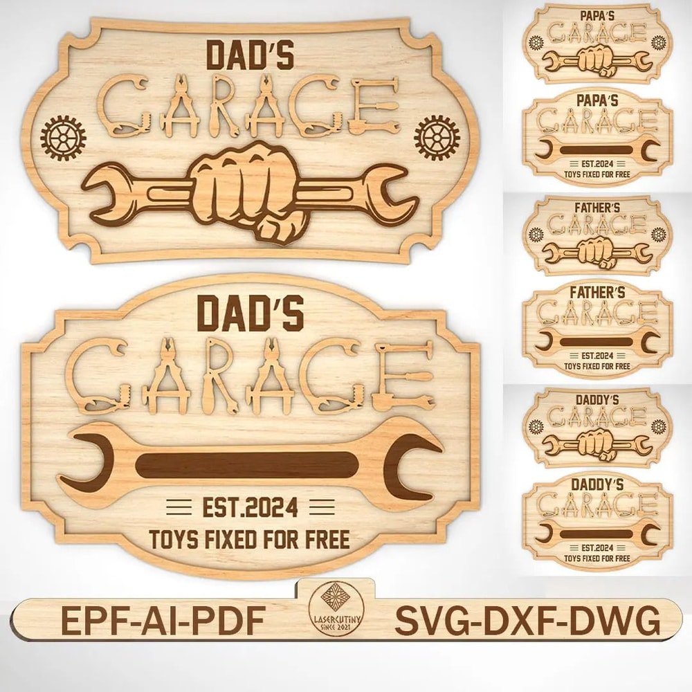 Personalized Dads Garage Sign SVG Mechanic Dad Sign Svg Dad Tools Svg Dads Workshop Svg Fathers Day 0