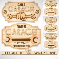 personalized dad's garage sign svg, mechanic dad sign svg, dad tools svg, dad's workshop svg, fathers day gifts svg
