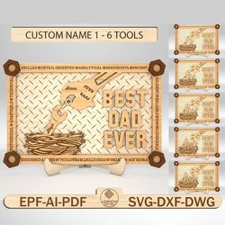 personalized best dad ever wrench sign svg, fathers day gifts svg