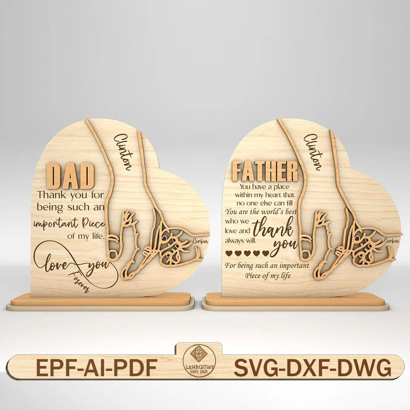 Personalized Dad And Kid Hand Heart Stand Decor SVG Heart Sign Svg Gift For DadFathers Day Gifts Sv 0