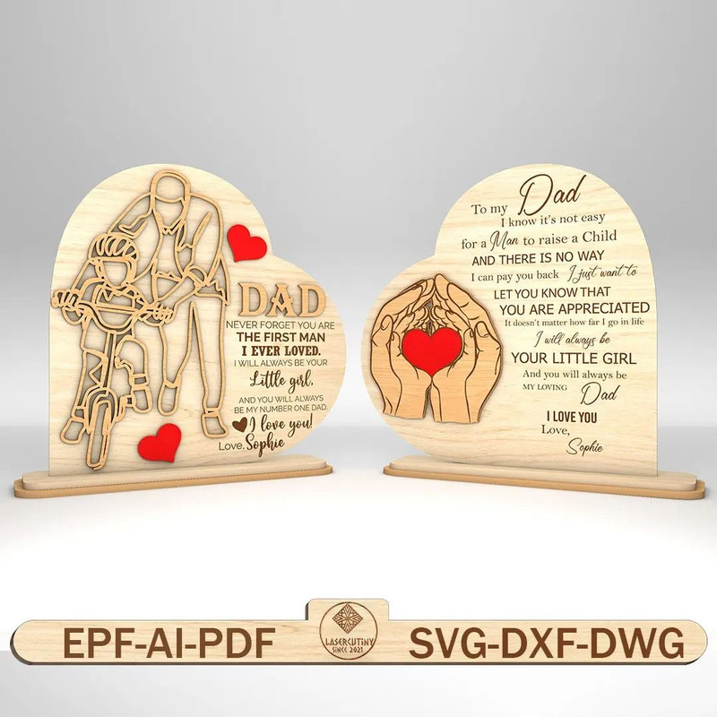 Personalized Dad And Daughter Heart Stand Decor SVG Heart Sign Svg Gift For DadFathers Day Gifts Sv 0