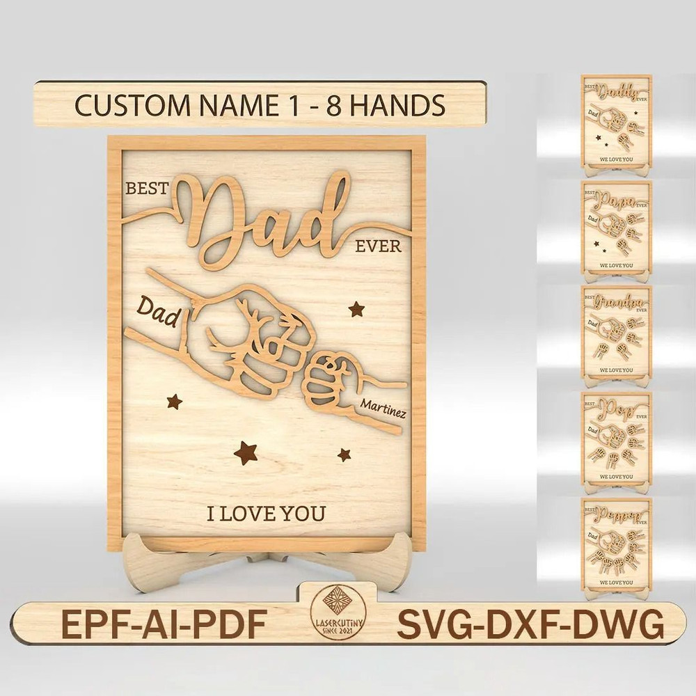 Personalized Dad And Kid Hands Fist Bump Sign SVG Best Dad Ever SvgSet 18 HandsGift For Dad 0