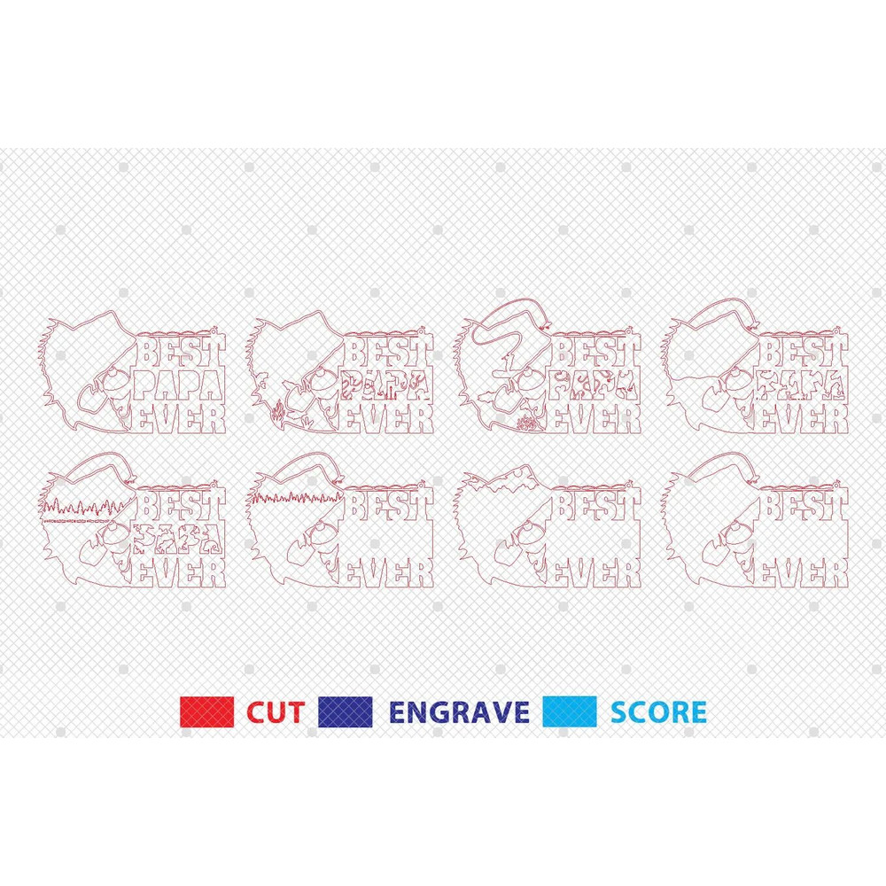 Multilayer Best Papa Ever Scene Art SVG Fishing Dad SvgFishing Scene Svg 1