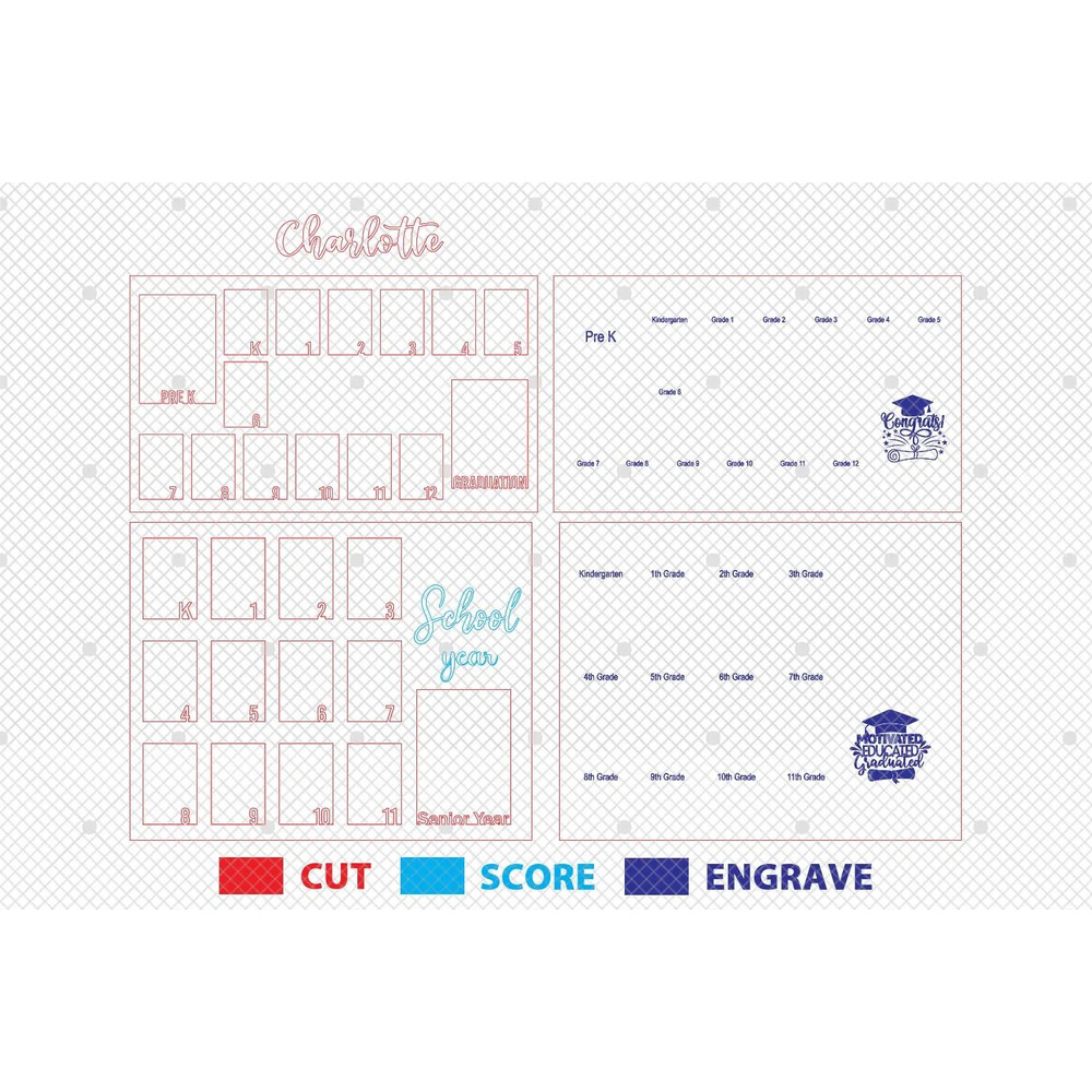 Personalized School Year Photo Frame Svg Pre K To Graduation School Picture Frame Svg Laser Cut Fil 1