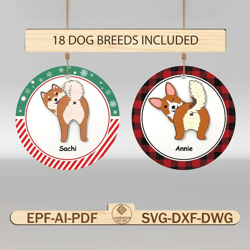 Personalized Funny Dog Butt Ornament SVG Christmas Gift Svg Christmas Ornament Svg Gift For Dog Lov 0