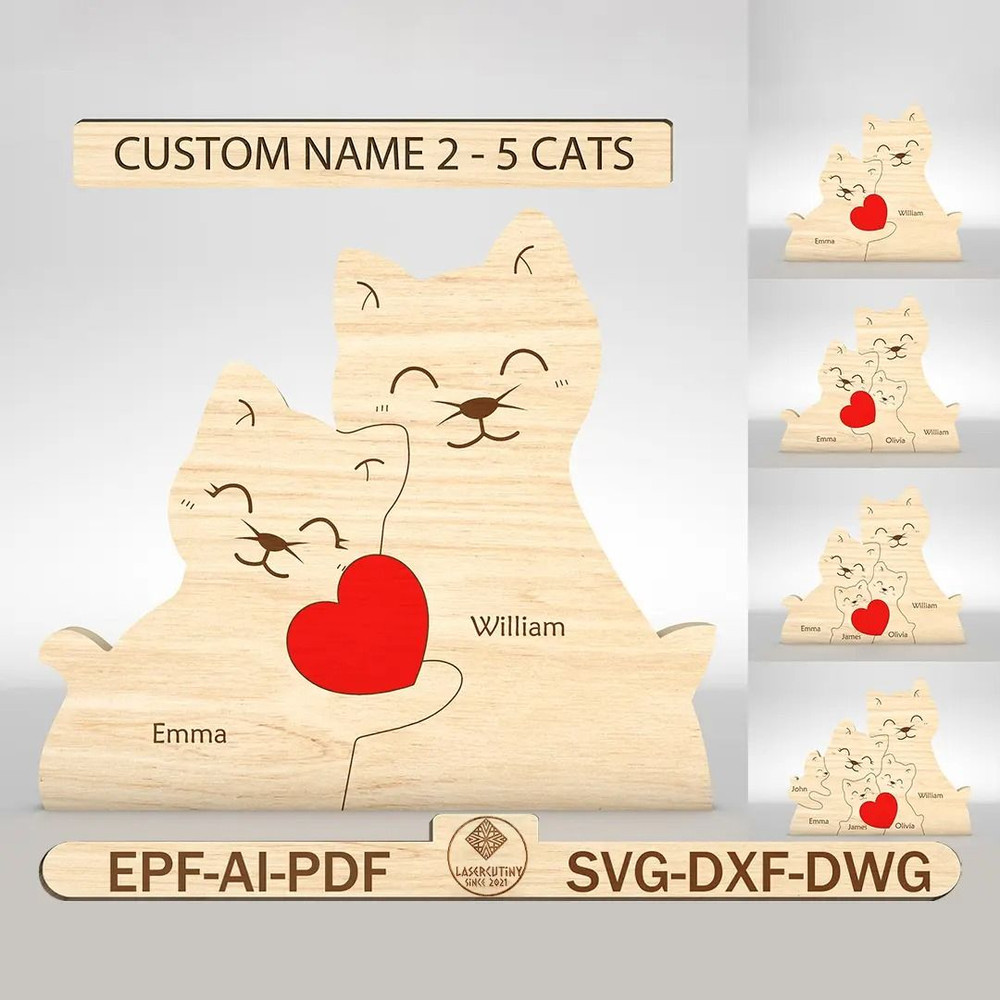 Personalized Cat Family Puzzle SVG Cat Puzzle Pieces SvgFathers Day Gifts Svg Mothers Day Svg Glowf 0