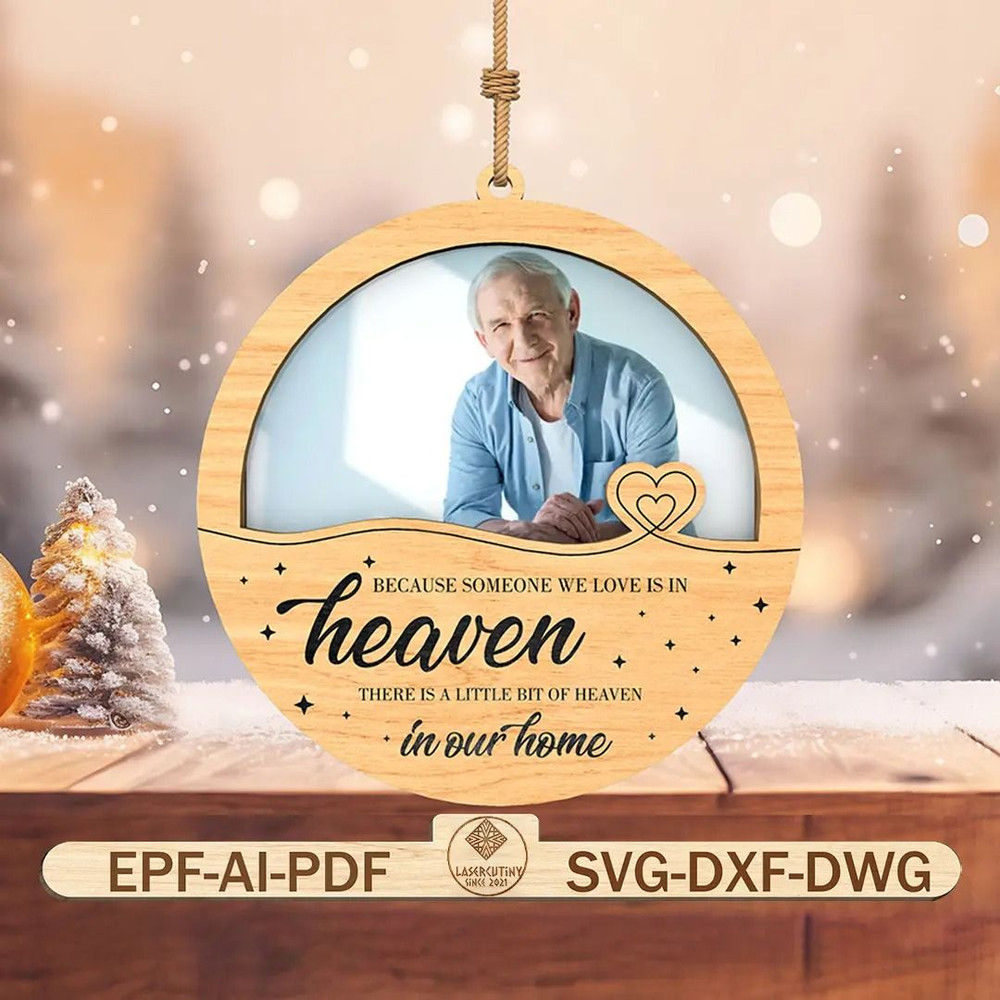 Personalized Remembrance Photo Frame Ornament Svg Customize Memorial Picture Holder Svg Lasercut Fi 0