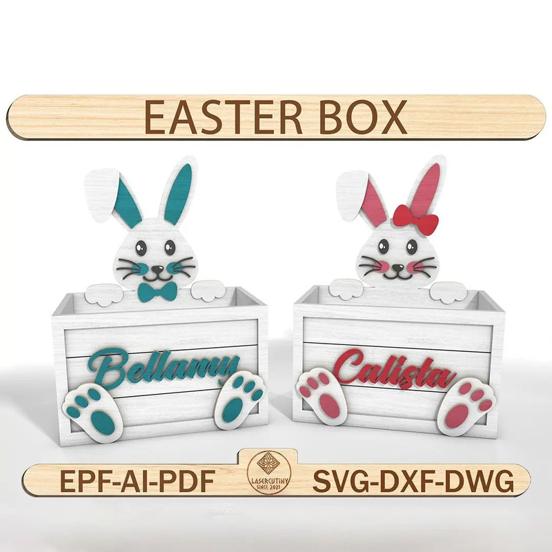 Easter Box Svg Laser Cut File SvgEaster Sweet Box Svg Easter Decoration Laser CutEaster Box Templat 0