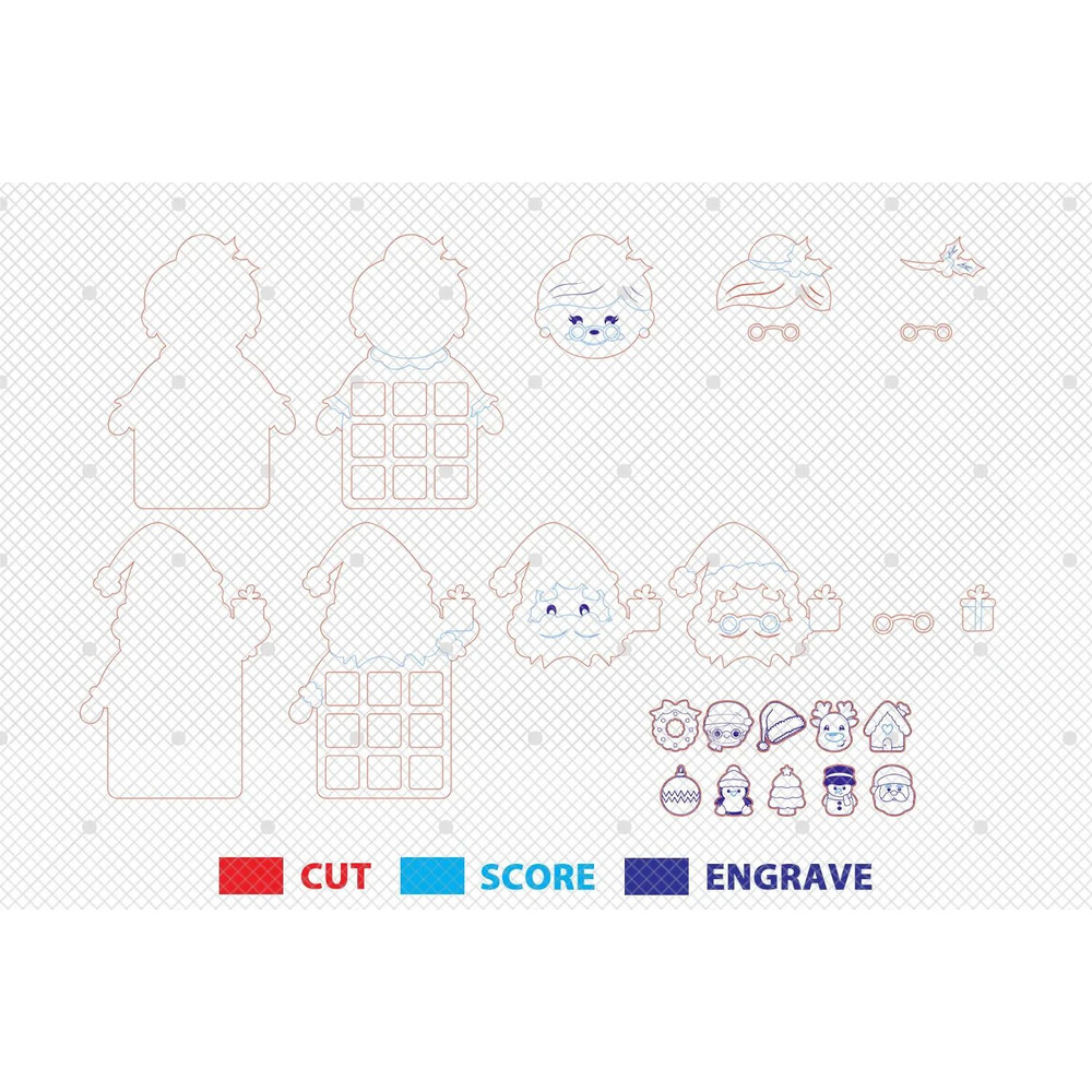 Merry Christmas Santa Claus Tic Tac Toe Standing Decor Svg 1