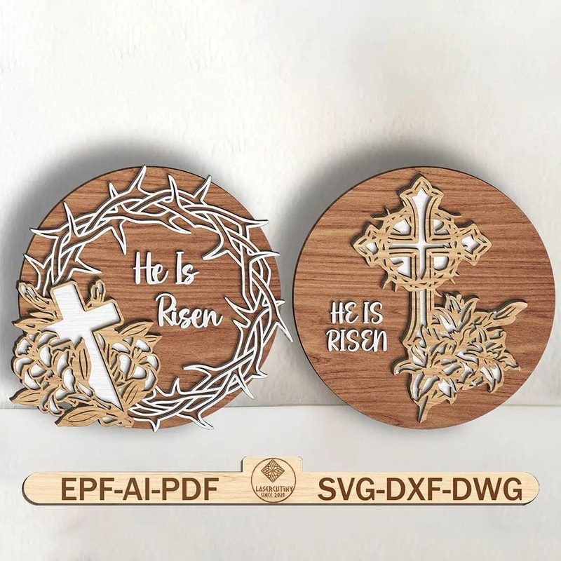 He Is Risen Laser SvgHappy Easter Laser CutFile Svg Crown Of Thorns Svg Christian Laser Svg Glowfor 0